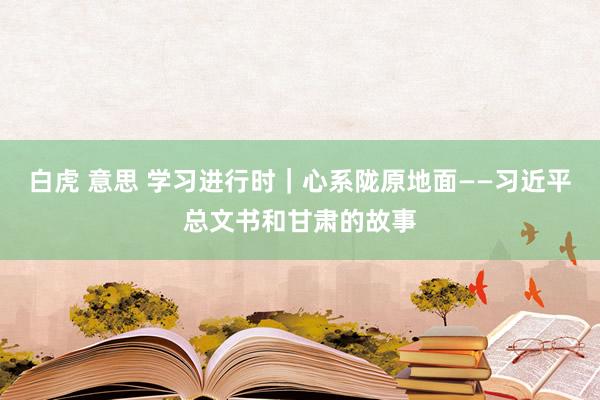 白虎 意思 学习进行时｜心系陇原地面——习近平总文书和甘肃的故事