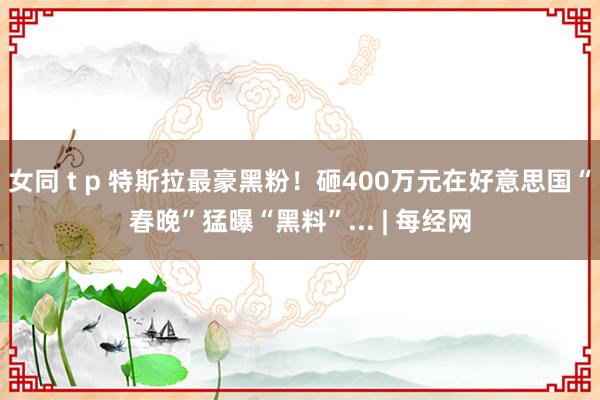 女同 t p 特斯拉最豪黑粉！砸400万元在好意思国“春晚”猛曝“黑料”... | 每经网