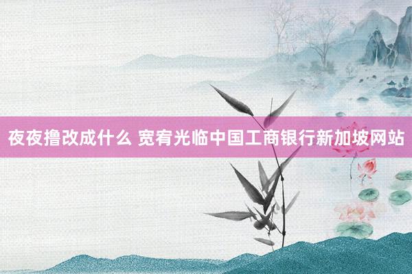 夜夜撸改成什么 宽宥光临中国工商银行新加坡网站