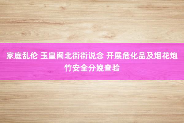 家庭乱伦 玉皇阁北街街说念 开展危化品及烟花炮竹安全分娩查验