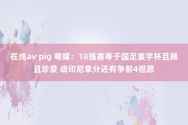 在线av pig 粤媒：18强赛等于国足寰宇杯且踢且珍爱 战印尼拿分还有争前4但愿